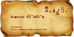 Kapros Ádám névjegykártya