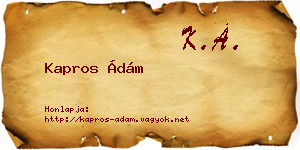 Kapros Ádám névjegykártya