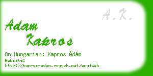 adam kapros business card