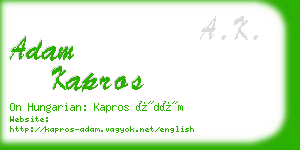 adam kapros business card